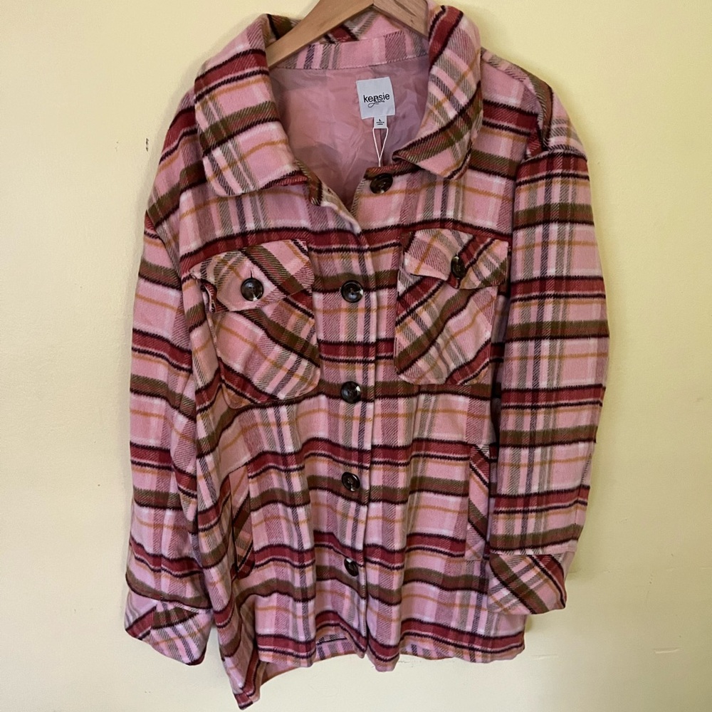 Kensie Pink Shacket Jacket Size Large NWT - Picture 1 of 7